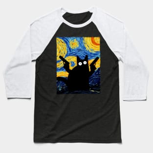 Cat Pew Pew Madafakas - Starry Night Cat Baseball T-Shirt